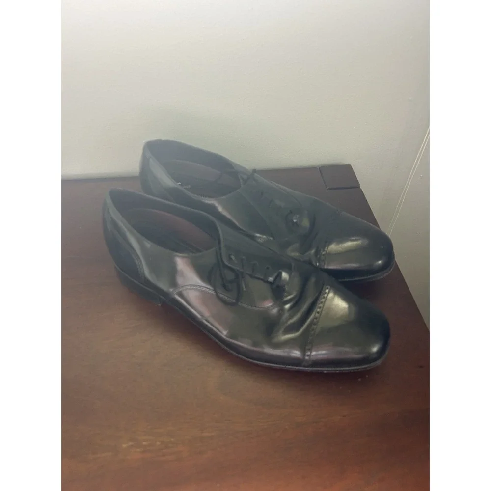 Florsheim Mens Black Leather Cap Toe Derby Dress Shoes Size 12 D